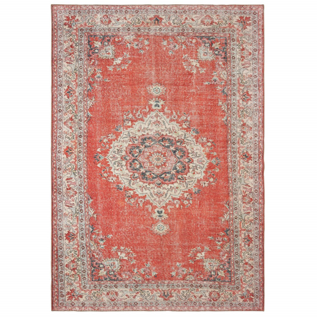 2’ x 3’ Red and Gray Oriental Scatter Rug
