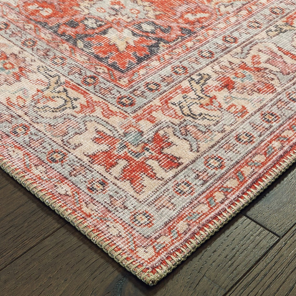 2’ x 3’ Red and Gray Oriental Scatter Rug