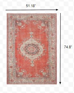 4’ x 6’ Red and Gray Oriental Area Rug