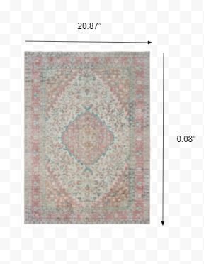 2’ x 3’ Ivory and Pink Oriental Scatter Rug