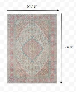 4’ x 6’ Ivory and Pink Oriental Area Rug