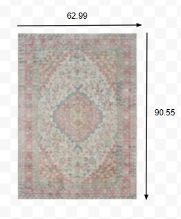5’ x 8’ Ivory and Pink Oriental Area Rug