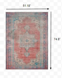 4’ x 6’ Red and Blue Oriental Area Rug