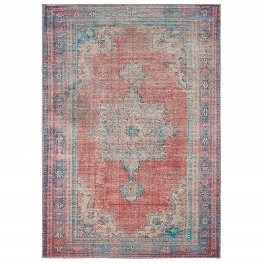 8’ x 12’ Red and Blue Oriental Area Rug