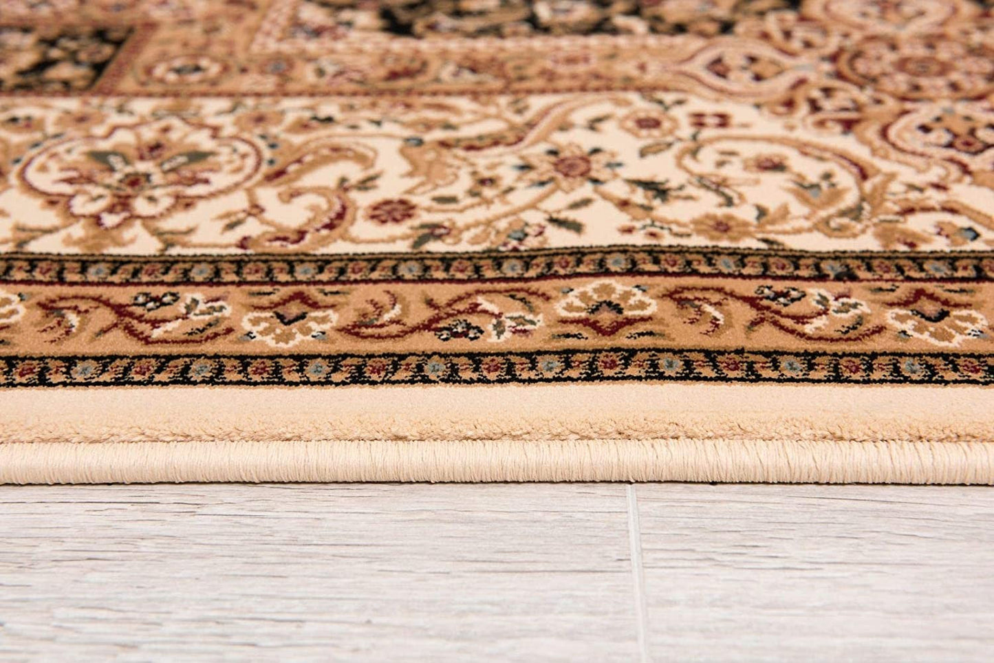 7’ x 9’ Cream and Black Decorative Area Rug