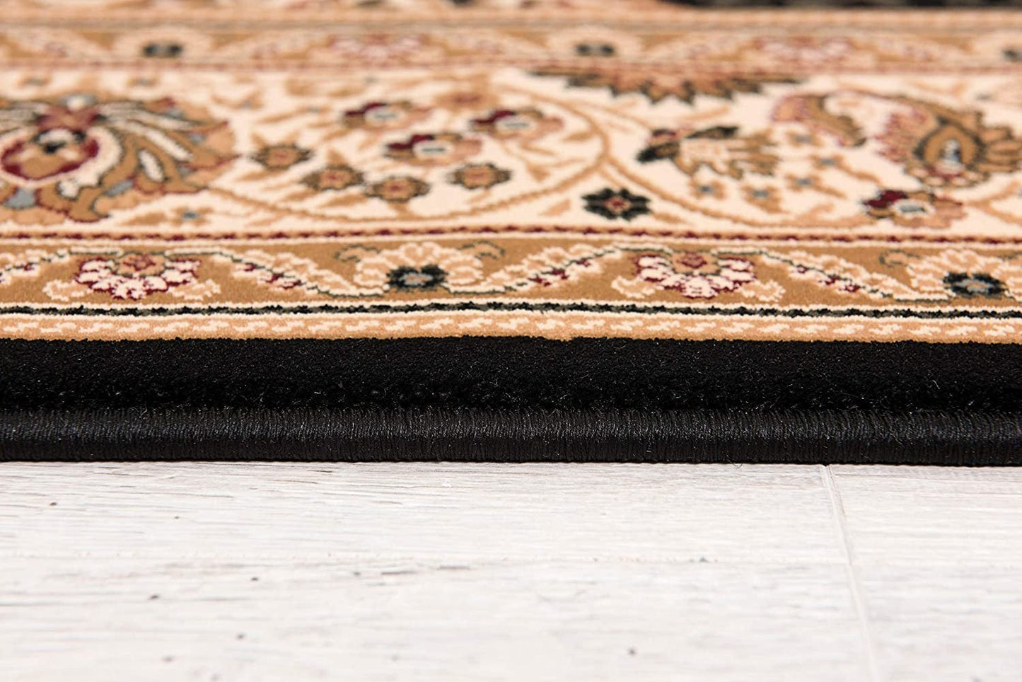 7’ x 9’ Black and Beige Embellished Area Rug