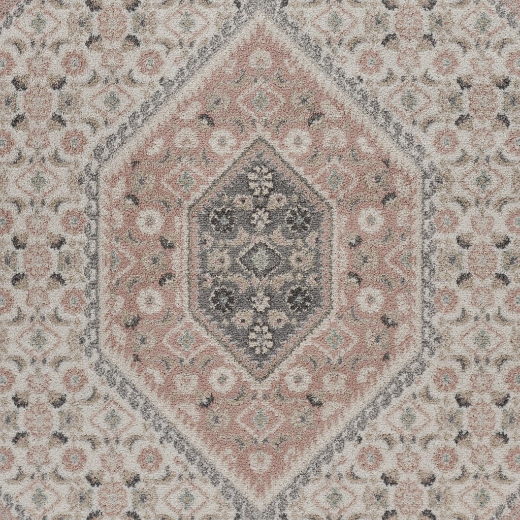 8’ x 10’ Gray and Blush Traditional Area Rug