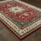 3' x 6' Red Ivory Machine Woven Oriental Indoor Area Rug
