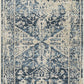 8’ x 11’ Beige Blue Distressed Medallion Area Rug
